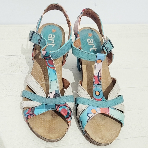 The Art Company Sandals Multi-color Aqua Size US 9 (40) Strappy 2 1/2 Inch Heel - Picture 1 of 11